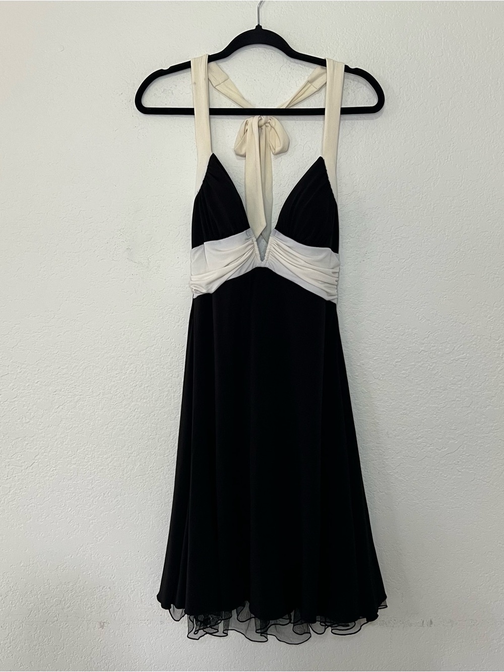 Vintage Speechless Y2K 90s Halter Black White Dress Women’s Size Medium Tulle